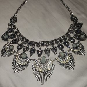 Silver and crystal statement necklace